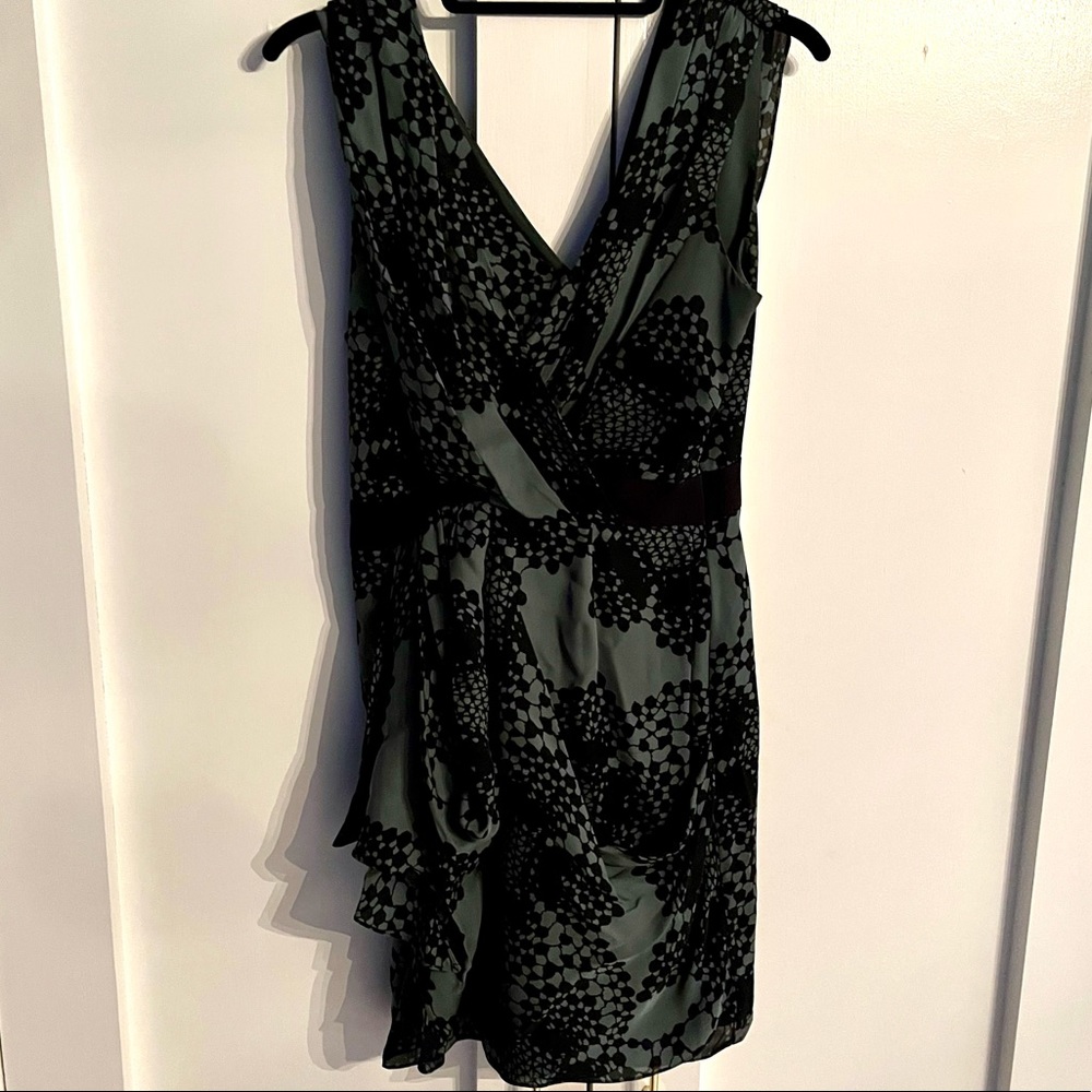 Tibi Green and black print silk dress - great for holidays
